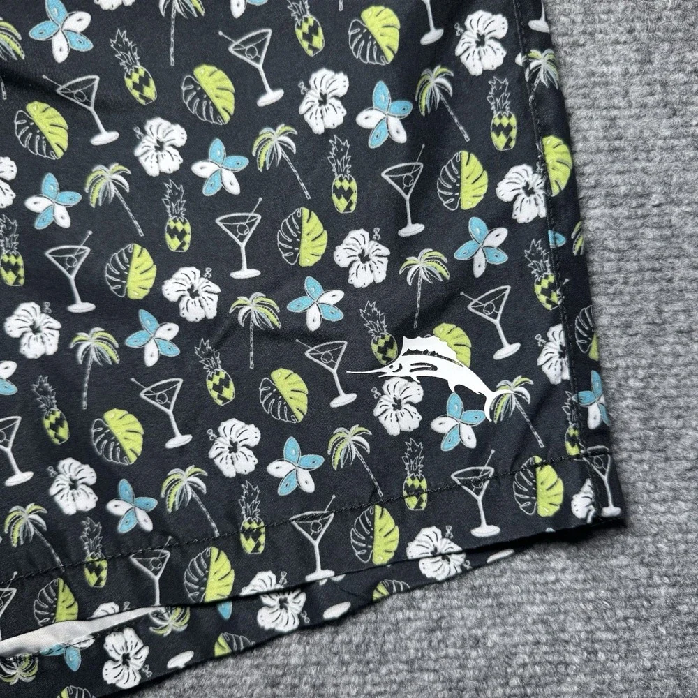 Tommy Bahama Swim Trunks Cocktail Martini Floral Print Men L Board Shorts Lined